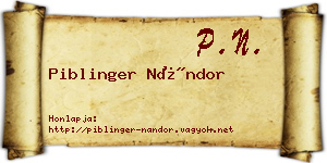 Piblinger Nándor névjegykártya